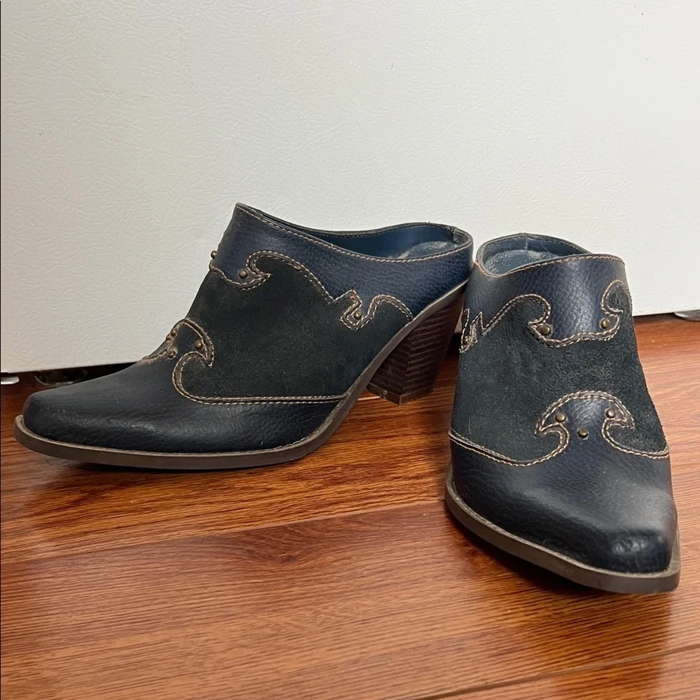Vintage Navy Western-Style Women's Mules - Picture 7 of 9